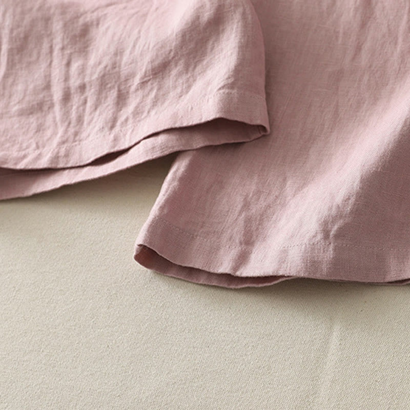 Pantaloni da donna in cotone e lino a gamba larga con tasche, modello Buddha Stones, estivi, da tutti i giorni, in tinta unita, con elastico in vita