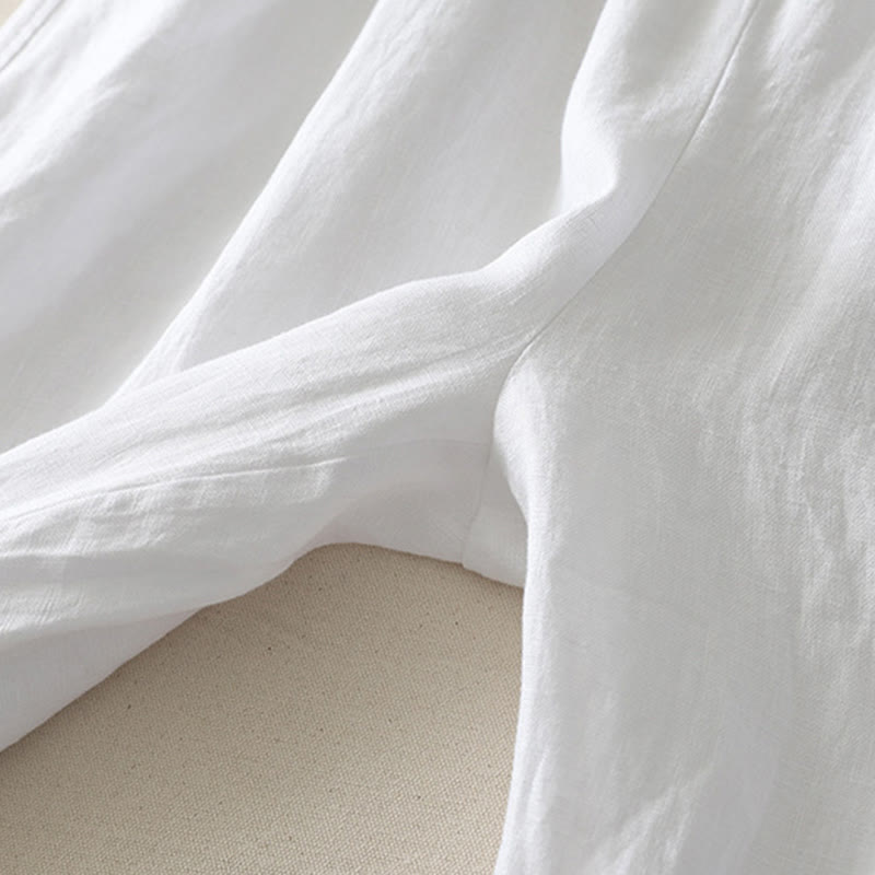 Pantaloni da donna in cotone e lino a gamba larga con tasche, modello Buddha Stones, estivi, da tutti i giorni, in tinta unita, con elastico in vita