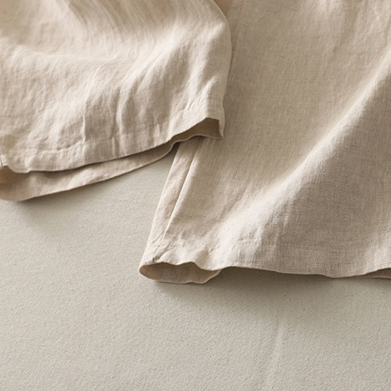 Pantaloni da donna in cotone e lino a gamba larga con tasche, modello Buddha Stones, estivi, da tutti i giorni, in tinta unita, con elastico in vita - image 3