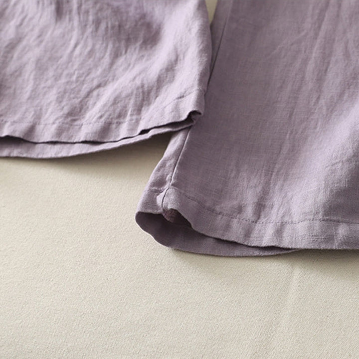 Pantaloni da donna in cotone e lino a gamba larga con tasche, modello Buddha Stones, estivi, da tutti i giorni, in tinta unita, con elastico in vita