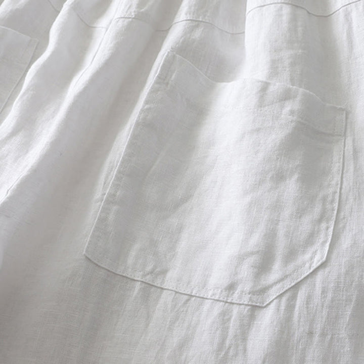 Pantaloni da donna in cotone e lino a gamba larga con tasche, modello Buddha Stones, estivi, da tutti i giorni, in tinta unita, con elastico in vita