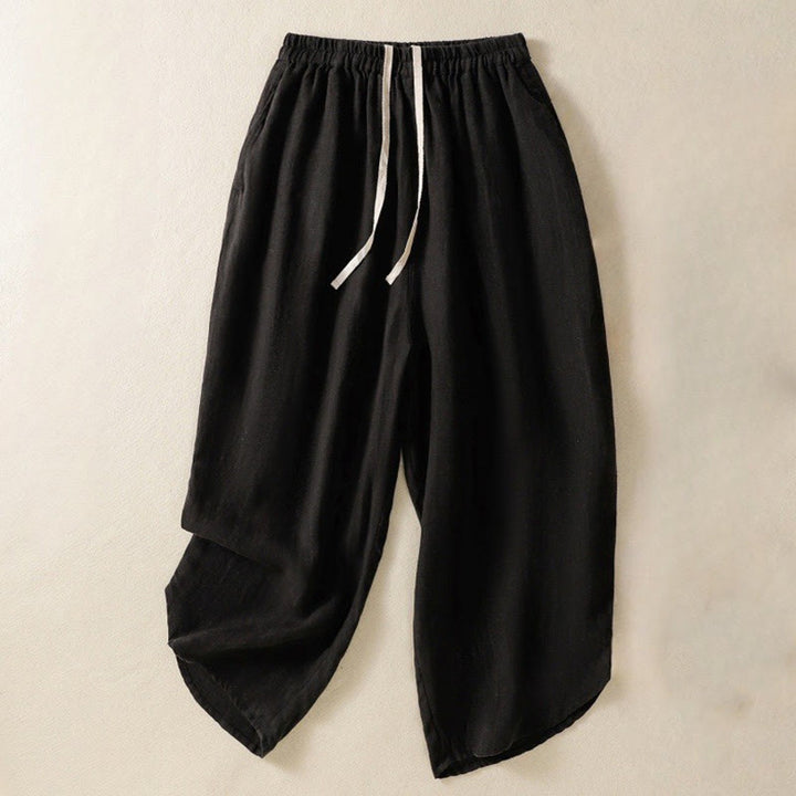 Pantaloni da donna in cotone con coulisse, modello Buddha Stones, casual, tinta unita, lunghezza 7-8, con tasche