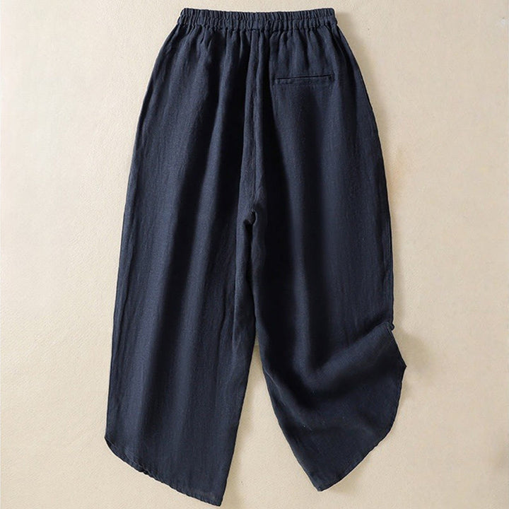 Pantaloni da donna in cotone con coulisse, modello Buddha Stones, casual, tinta unita, lunghezza 7-8, con tasche