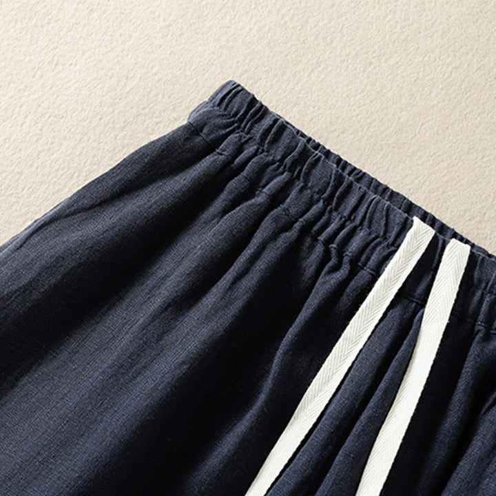 Pantaloni da donna in cotone con coulisse, modello Buddha Stones, casual, tinta unita, lunghezza 7-8, con tasche - image 2