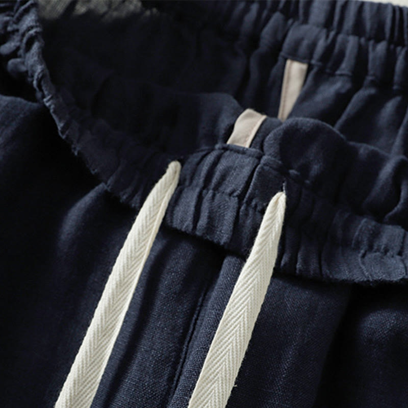 Pantaloni da donna in cotone con coulisse, modello Buddha Stones, casual, tinta unita, lunghezza 7-8, con tasche