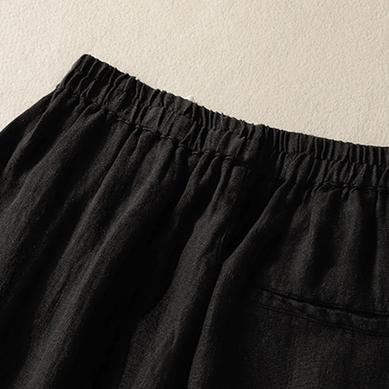 Pantaloni da donna in cotone con coulisse, modello Buddha Stones, casual, tinta unita, lunghezza 7-8, con tasche