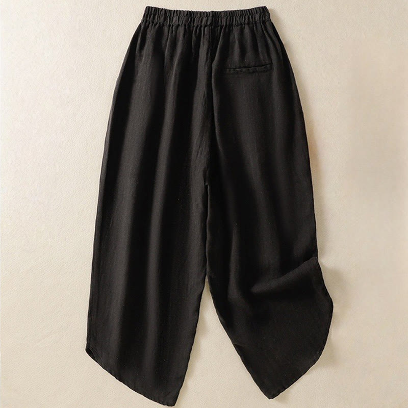 Pantaloni da donna in cotone con coulisse, modello Buddha Stones, casual, tinta unita, lunghezza 7-8, con tasche