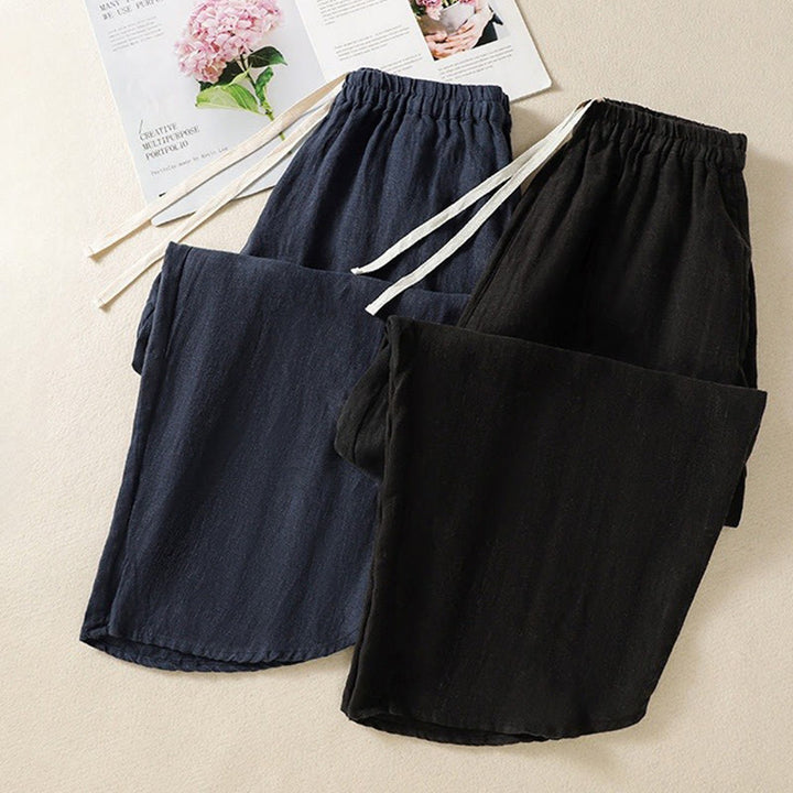 Pantaloni da donna in cotone con coulisse, modello Buddha Stones, casual, tinta unita, lunghezza 7-8, con tasche