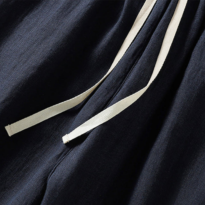 Pantaloni da donna in cotone con coulisse, modello Buddha Stones, casual, tinta unita, lunghezza 7-8, con tasche - image 4