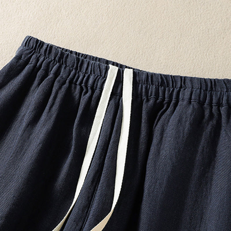 Pantaloni da donna in cotone con coulisse, modello Buddha Stones, casual, tinta unita, lunghezza 7-8, con tasche - image 3