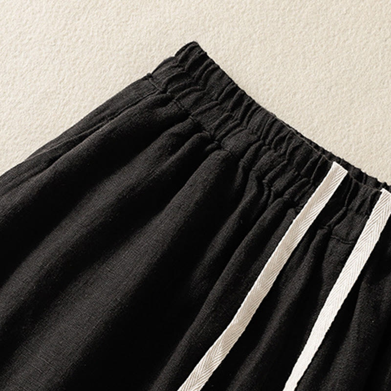 Pantaloni da donna in cotone con coulisse, modello Buddha Stones, casual, tinta unita, lunghezza 7-8, con tasche