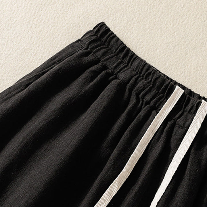 Pantaloni da donna in cotone con coulisse, modello Buddha Stones, casual, tinta unita, lunghezza 7-8, con tasche