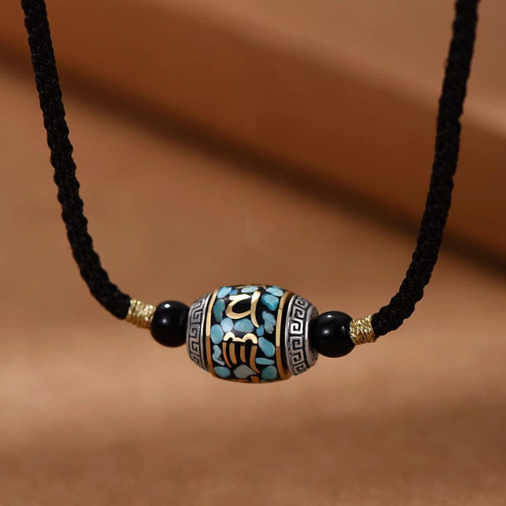 Collana con ciondolo girevole con motivo a perline Dzi, motivo Om Mani Padme Hum, motivo Buddha Stones Tibet