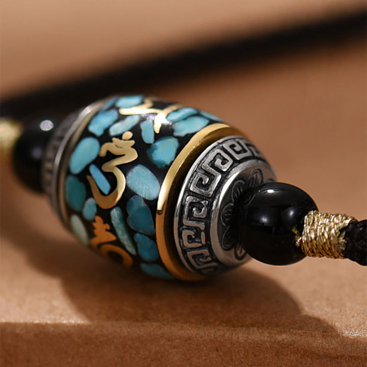 Collana con ciondolo girevole con motivo a perline Dzi, motivo Om Mani Padme Hum, motivo Buddha Stones Tibet