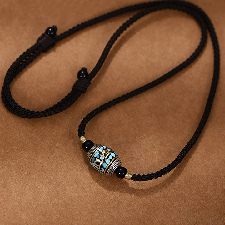 Collana con ciondolo girevole con motivo a perline Dzi, motivo Om Mani Padme Hum, motivo Buddha Stones Tibet