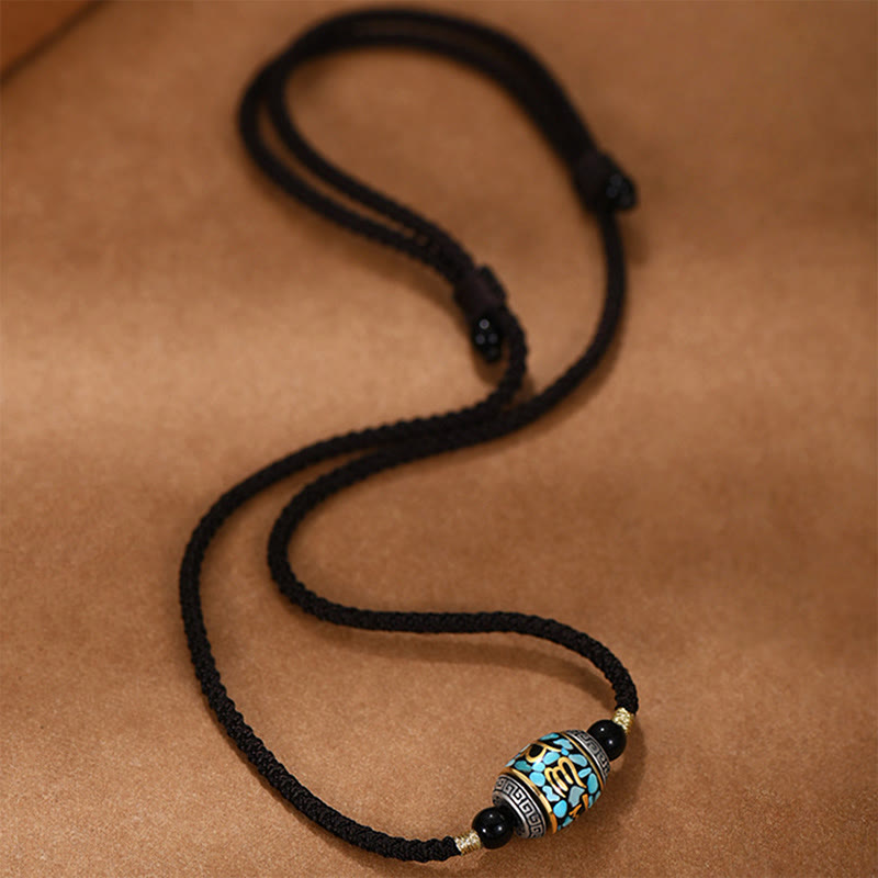 Collana con ciondolo girevole con motivo a perline Dzi, motivo Om Mani Padme Hum, motivo Buddha Stones Tibet