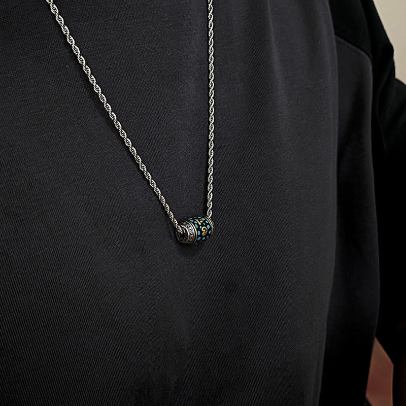 Collana con ciondolo girevole con motivo a perline Dzi, motivo Om Mani Padme Hum, motivo Buddha Stones Tibet