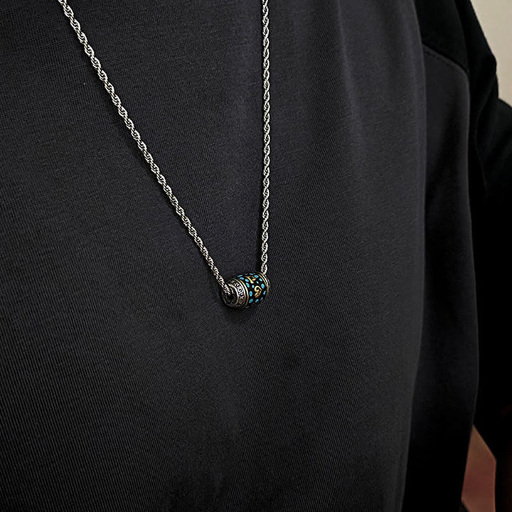 Collana con ciondolo girevole con motivo a perline Dzi, motivo Om Mani Padme Hum, motivo Buddha Stones Tibet