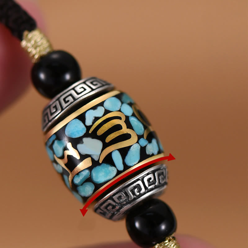 Collana con ciondolo girevole con motivo a perline Dzi, motivo Om Mani Padme Hum, motivo Buddha Stones Tibet