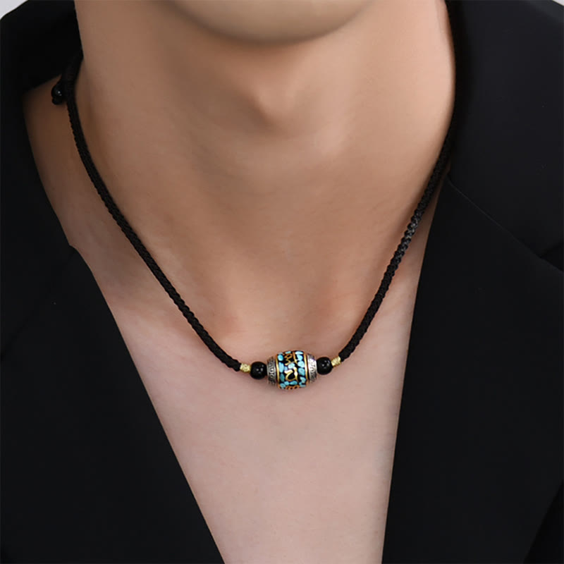 Collana con ciondolo girevole con motivo a perline Dzi, motivo Om Mani Padme Hum, motivo Buddha Stones Tibet