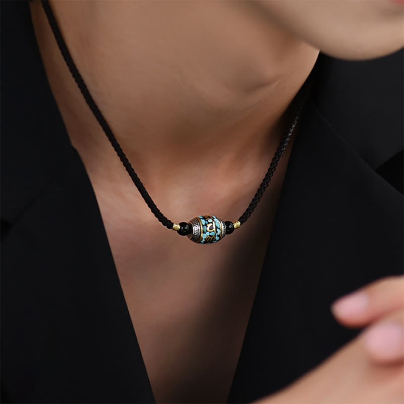 Collana con ciondolo girevole con motivo a perline Dzi, motivo Om Mani Padme Hum, motivo Buddha Stones Tibet