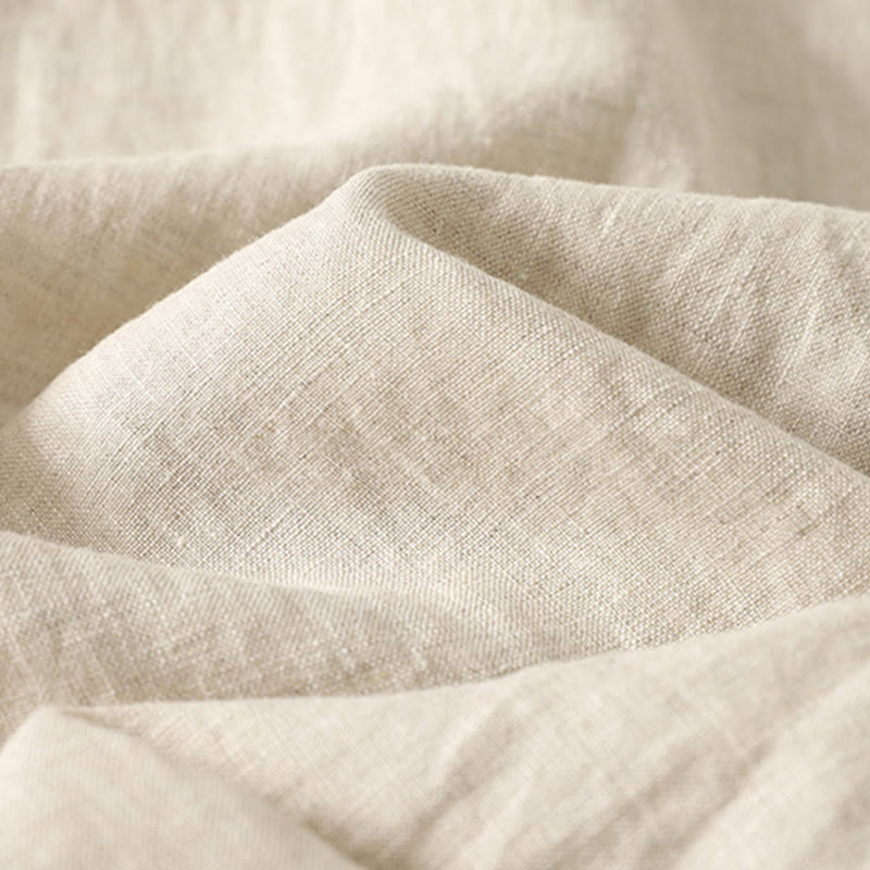 Pantaloni da donna in cotone e lino, con tasche, lunghezza 7-8, modello Buddha Stones, casual, retrò, con coulisse e ricamo - image 6