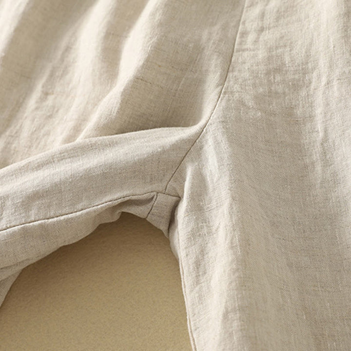 Pantaloni da donna in cotone e lino, con tasche, lunghezza 7-8, modello Buddha Stones, casual, retrò, con coulisse e ricamo - image 7