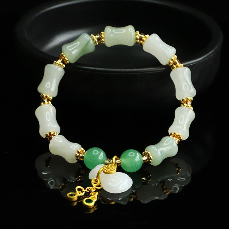 Bracciale della prosperità con motivo a sacchetto di denaro con carattere Fu in giada naturale Tianshan Buddha Stones