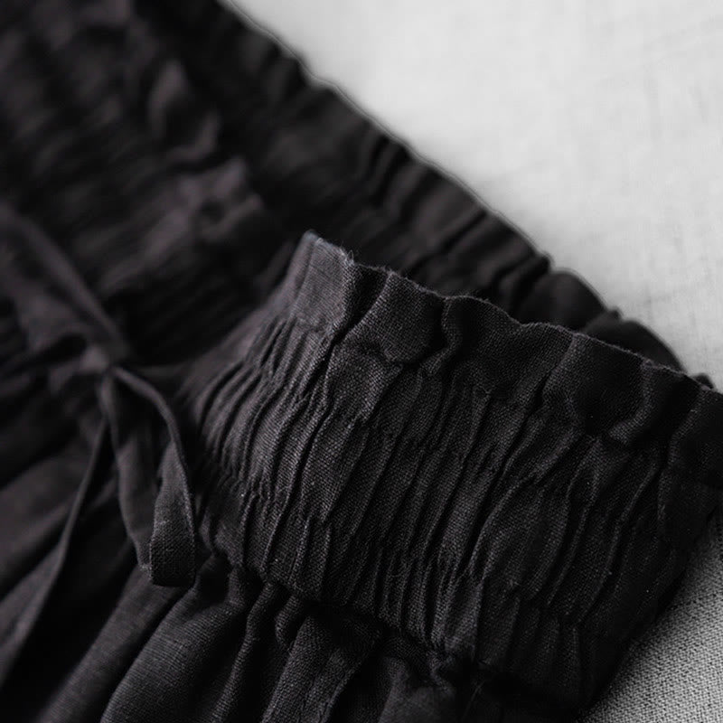 Pantaloni larghi in cotone da donna con tasche, modello Buddha Stones, casual, a vita alta, con coulisse e volant - image 19