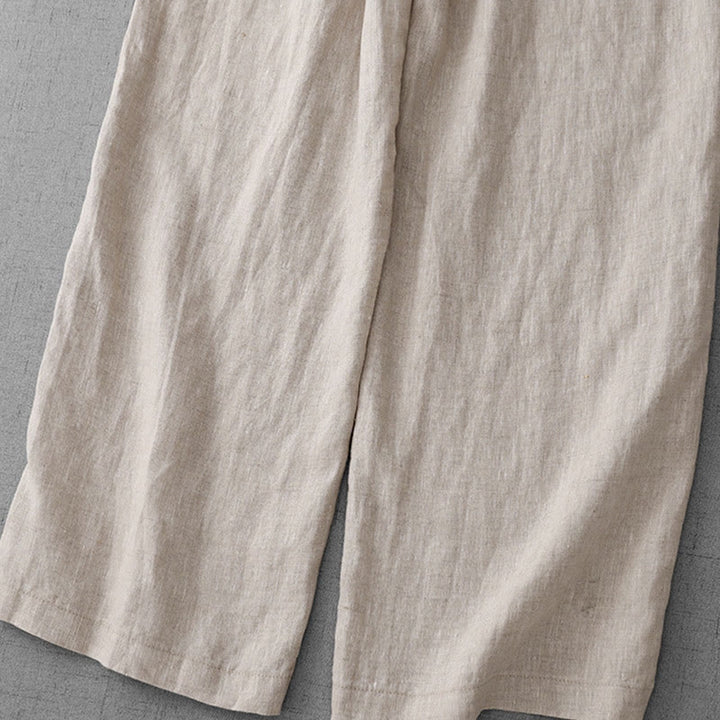 Pantaloni larghi in cotone da donna con tasche, modello Buddha Stones, casual, a vita alta, con coulisse e volant