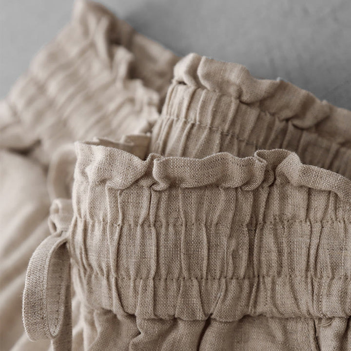 Pantaloni larghi in cotone da donna con tasche, modello Buddha Stones, casual, a vita alta, con coulisse e volant - image 4