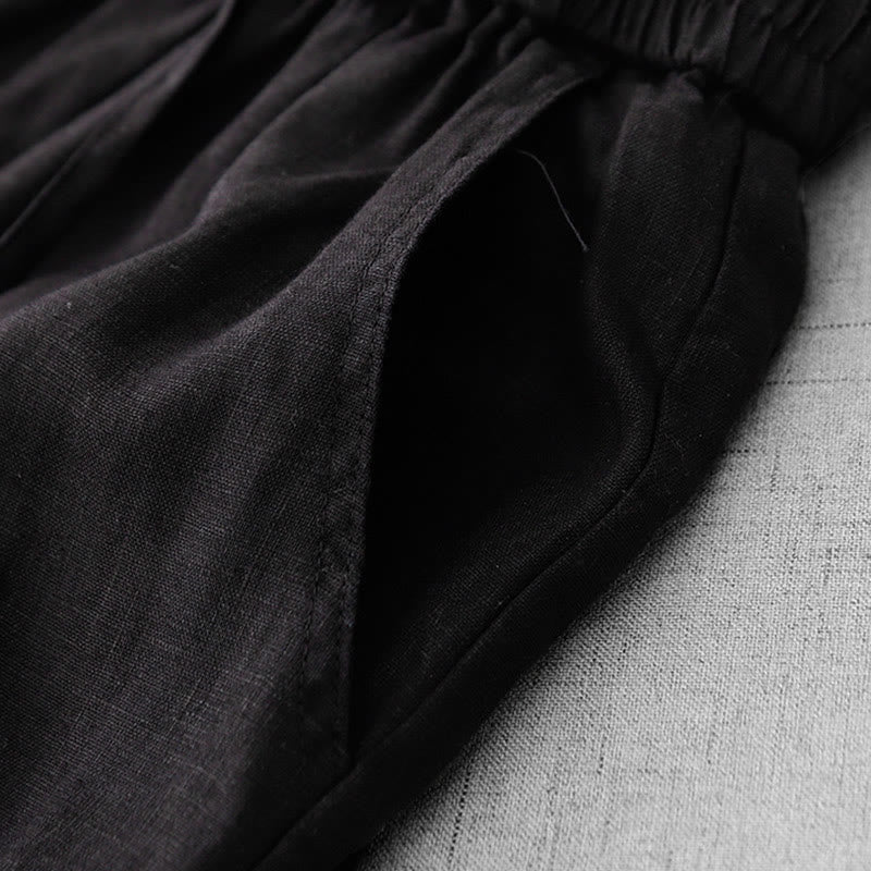 Pantaloni larghi in cotone da donna con tasche, modello Buddha Stones, casual, a vita alta, con coulisse e volant - image 20