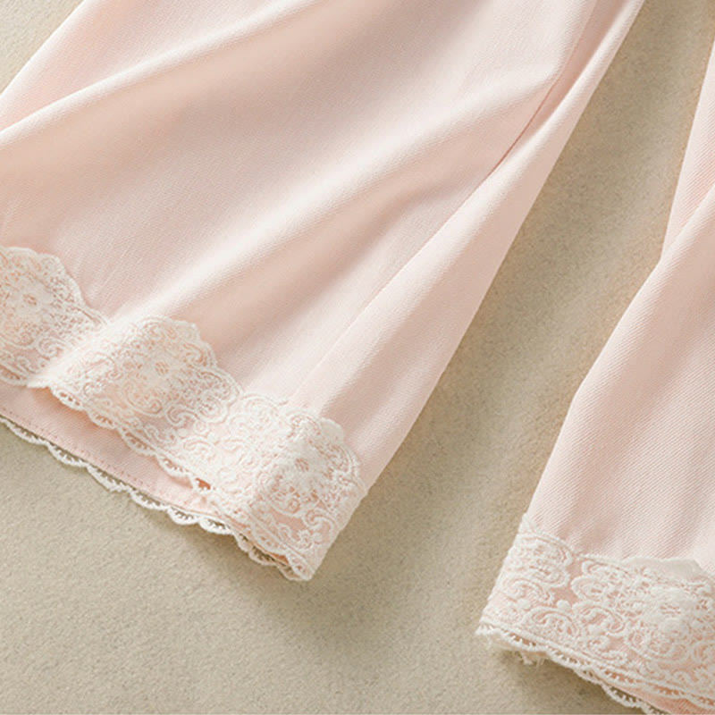 Pantaloni larghi alla caviglia da donna con tasche e cerniera, a vita alta, con design patchwork in pizzo Buddha Stones
