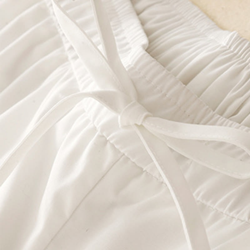 Pantaloni da donna in cotone a gamba larga con coulisse, alla caviglia, con tasche, modello Buddha Stones Commute, in pizzo semplice e patchwork - image 10