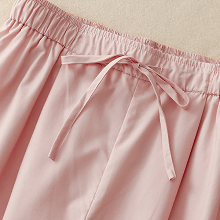 Pantaloni da donna in cotone a gamba larga con coulisse, alla caviglia, con tasche, modello Buddha Stones Commute, in pizzo semplice e patchwork - image 2