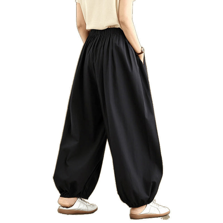 Pantaloni a Buddha Stones Commute Summer Plain da donna in cotone con tasche