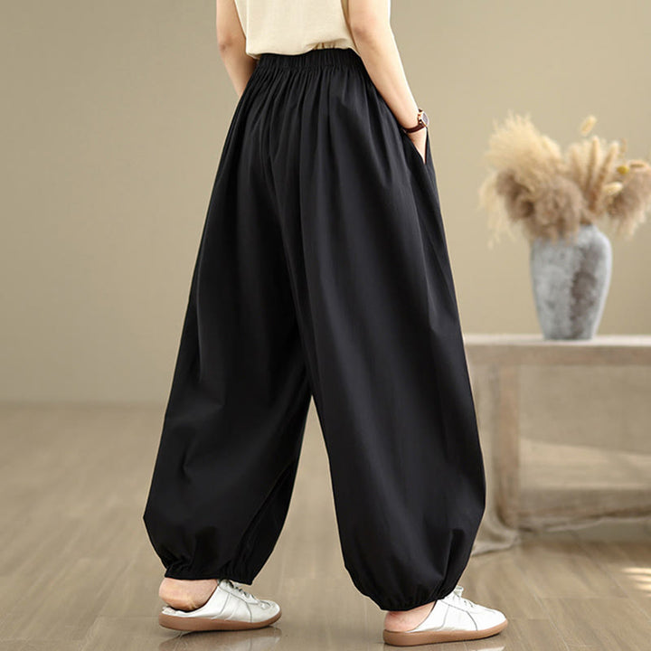 Pantaloni a Buddha Stones Commute Summer Plain da donna in cotone con tasche