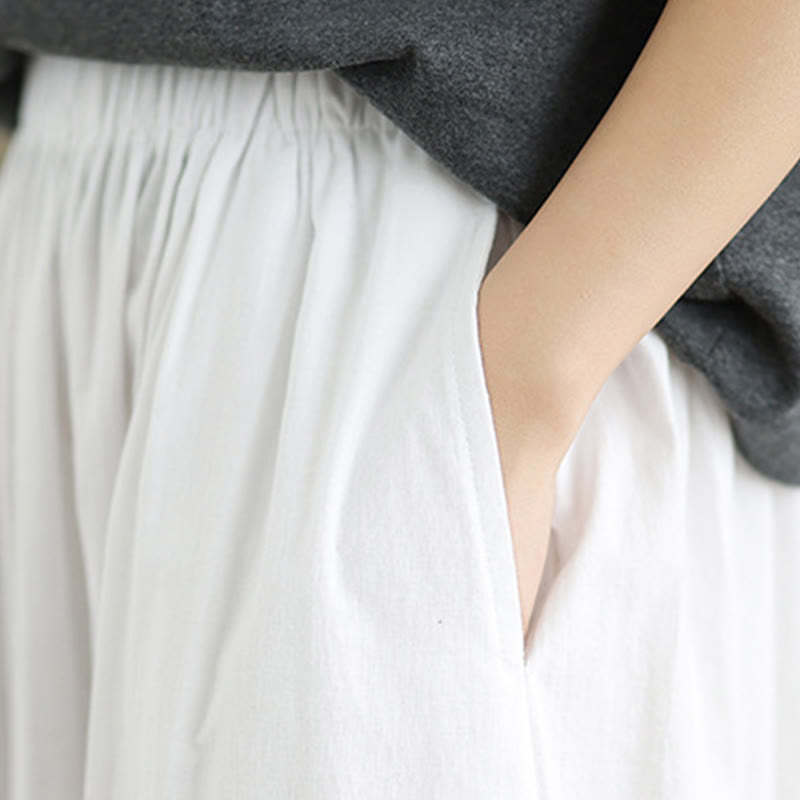 Pantaloni a Buddha Stones Commute Summer Plain da donna in cotone con tasche