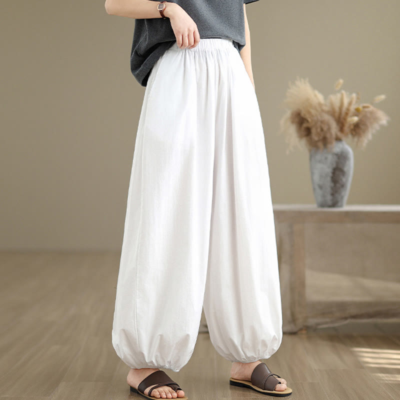 Pantaloni a Buddha Stones Commute Summer Plain da donna in cotone con tasche