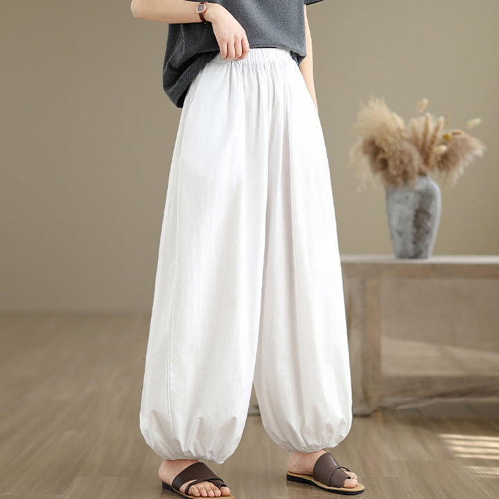 Pantaloni a Buddha Stones Commute Summer Plain da donna in cotone con tasche