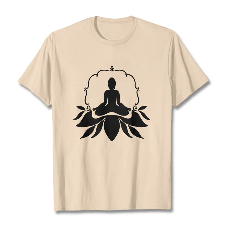 Maglietta Buddha Stones, Buddha in meditazione seduto sull'erba - Biscotto - 2XL - image 8