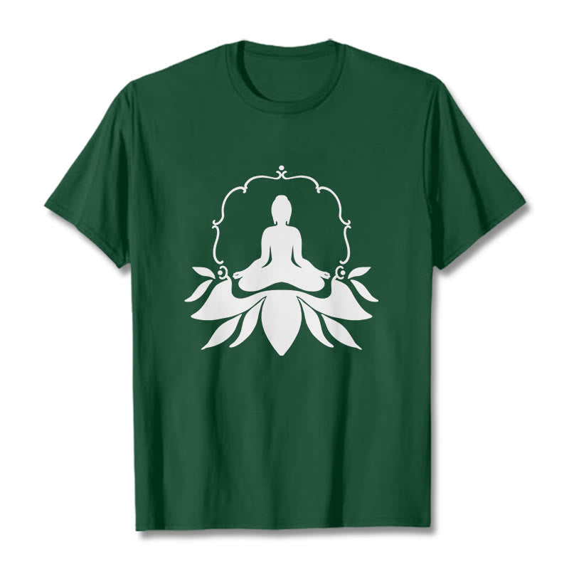 Maglietta Buddha Stones, Buddha in meditazione seduto sull'erba - Verde foresta - 2XL - image 11