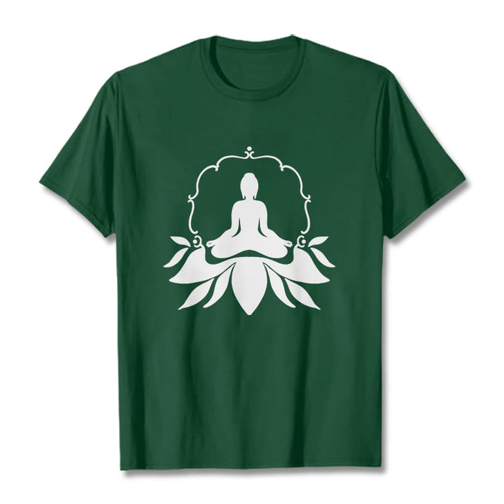 Maglietta Buddha Stones, Buddha in meditazione seduto sull'erba - Verde foresta - 2XL - image 11