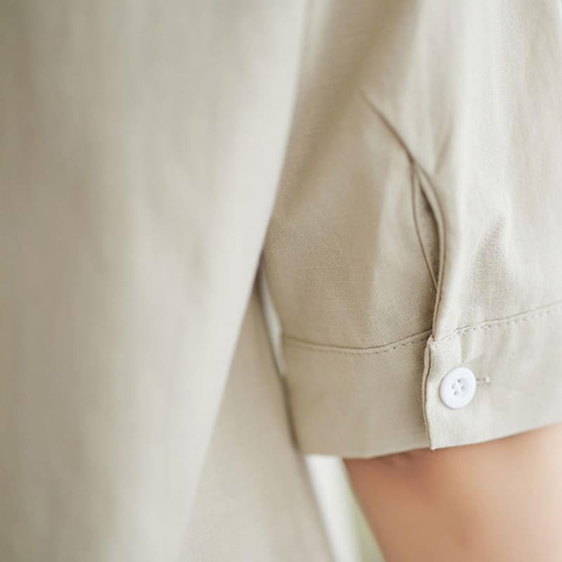 Set da donna in cotone Zen con pantaloni a gamba larga e tasche, casual, tinta unita, con bottoni, modello Buddha Stones , 2 pezzi - image 23