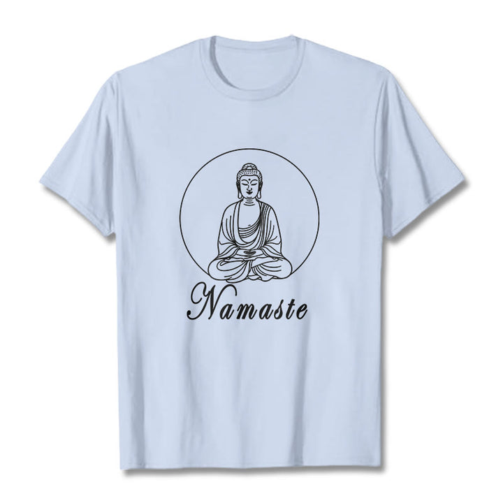 T-shirt Buddha Stones NAMASTE Buddha in meditazione - Ciano chiaro - 2XL - image 19