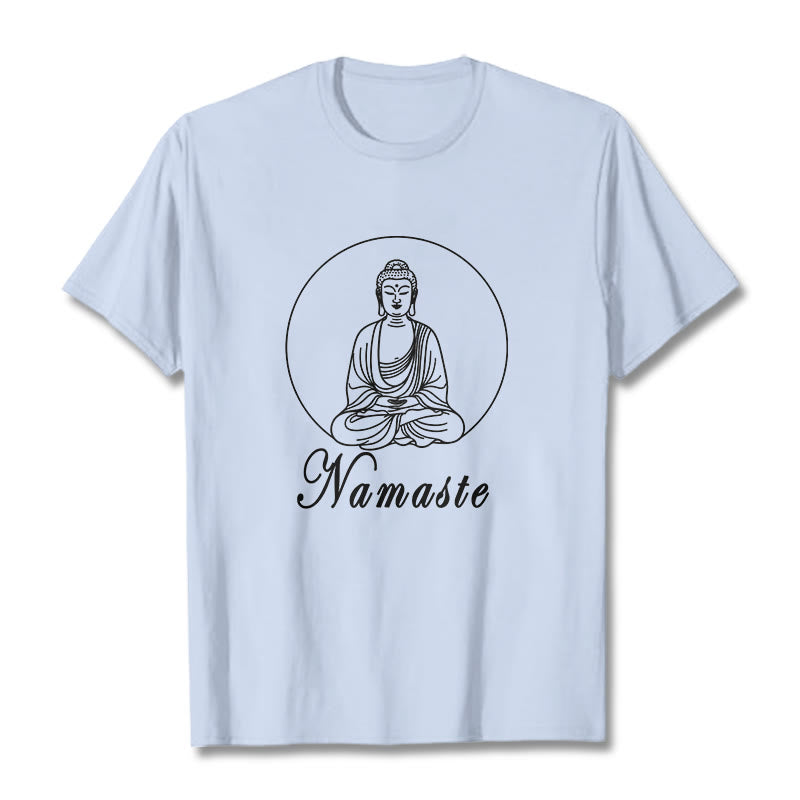 T-shirt Buddha Stones NAMASTE Buddha in meditazione - Ciano chiaro - 2XL - image 18