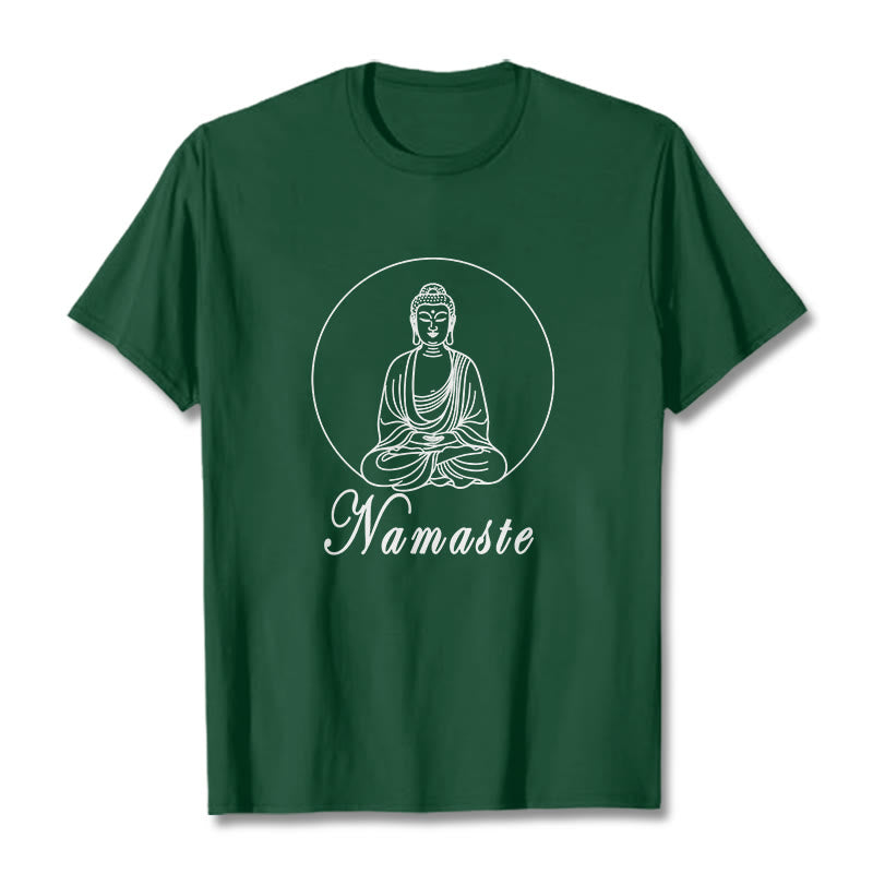 T-shirt Buddha Stones NAMASTE Buddha in meditazione - Verde foresta - 2XL - image 11