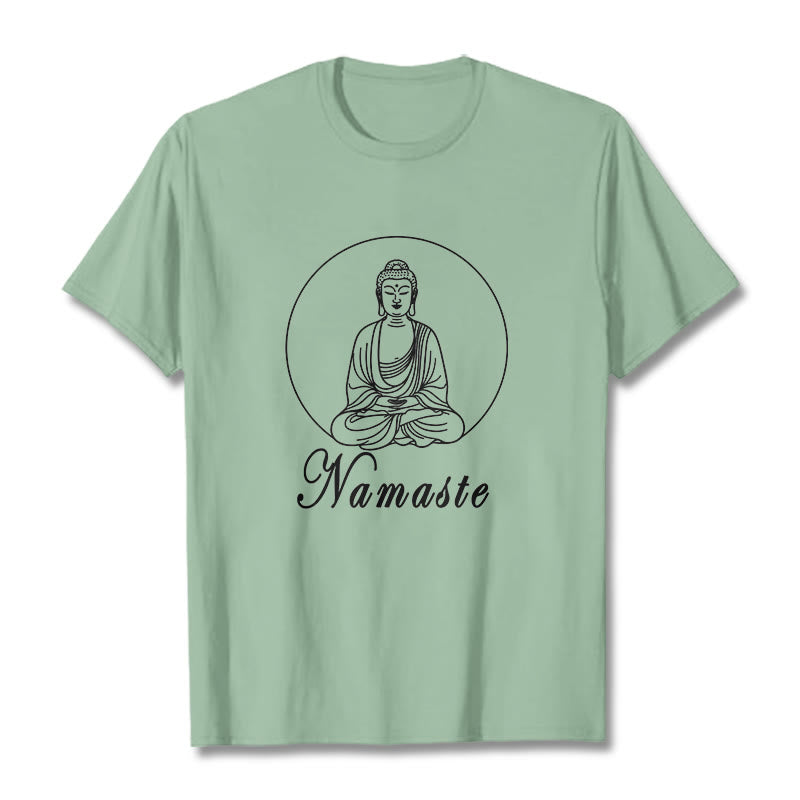 T-shirt Buddha Stones NAMASTE Buddha in meditazione - Verde pallido - 2XL - image 15