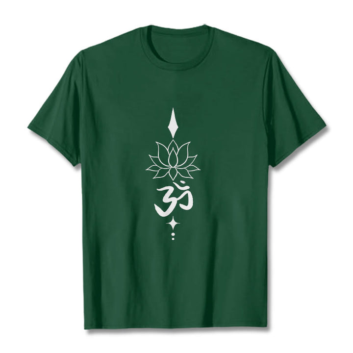 Maglietta Buddha Stones e simbolo Om e loto - Verde foresta - 2XL - image 6