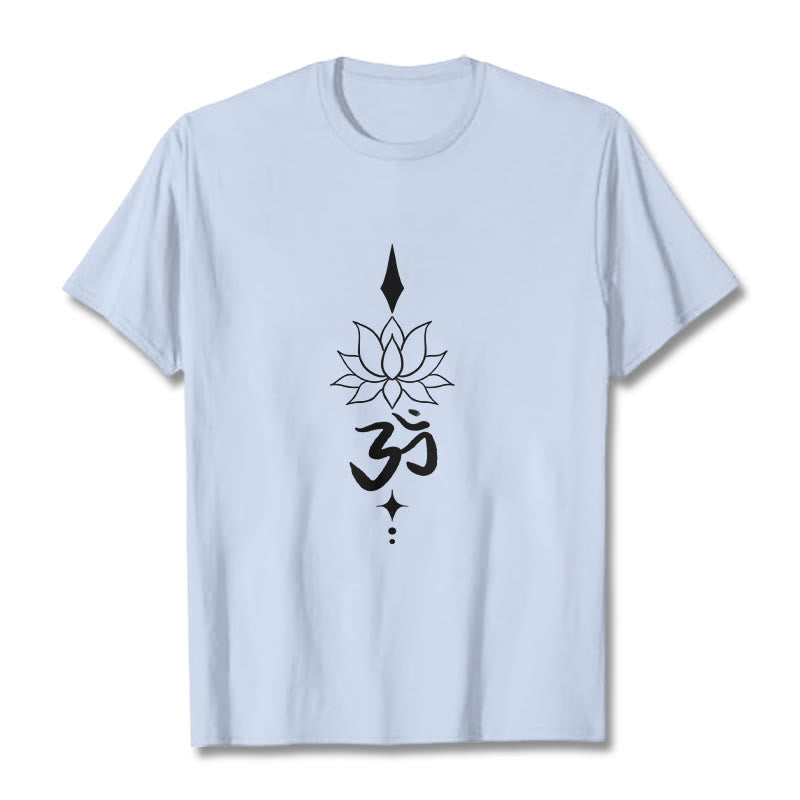 Maglietta Buddha Stones e simbolo Om e loto - Ciano chiaro - 2XL - image 13